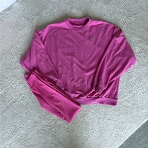 ALO Yoga Pink Sweatshirt + Leggings Set